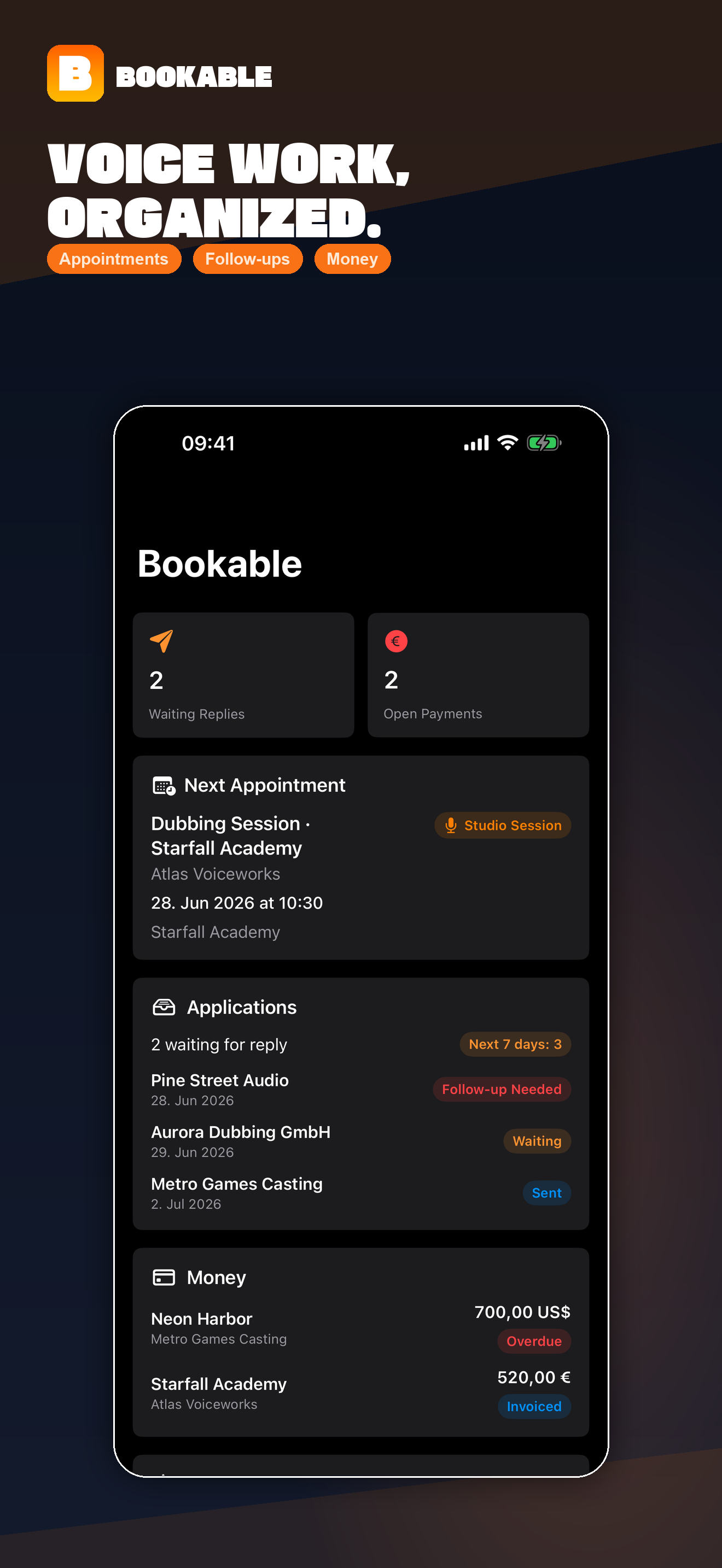 Bookable Dashboard auf dem iPhone