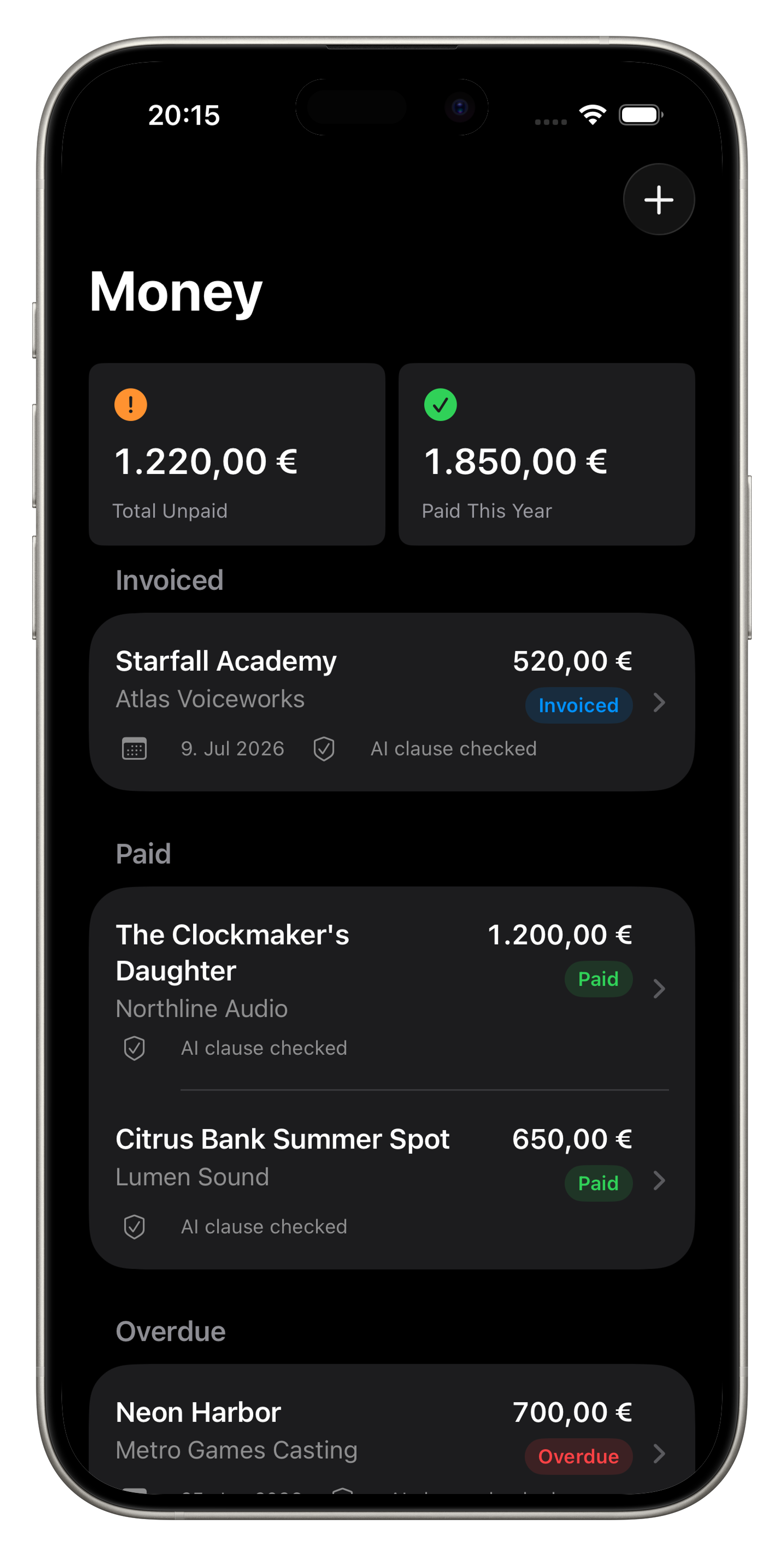 Payment overview in Bookable