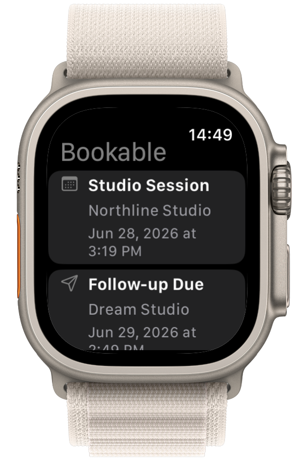 Bookable on Apple Watch